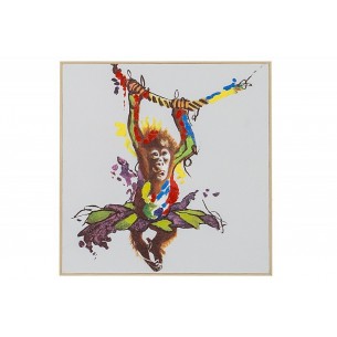 Tableau design motif singe de 50cm multicouleur en toile