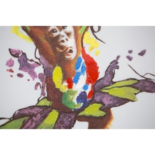 Tableau design motif singe de 50cm multicouleur en toile