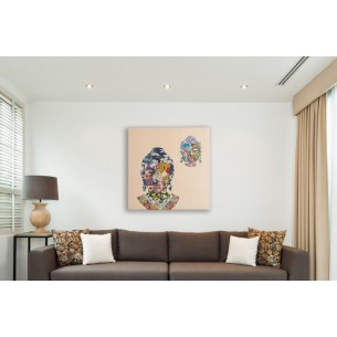 Tableau décoratif Tête de bouddha en toile tissu