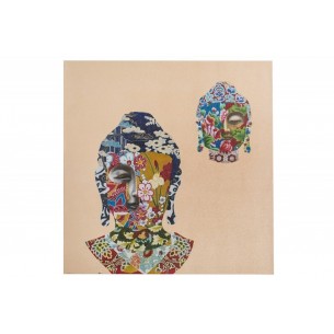 Tableau décoratif Tête de bouddha en toile tissu