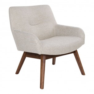 Fauteuil longue LONDON revetement tissu cooris sable avec pieds en noyer Fauteuil longue LONDON revetement tissu cooris sable avec pieds en noyer