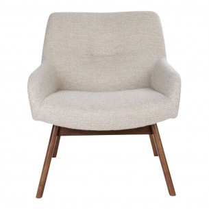Fauteuil longue LONDON revetement tissu cooris sable avec pieds en noyer Fauteuil longue LONDON revetement tissu cooris sable avec pieds en noyer