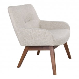 Fauteuil longue LONDON revetement tissu cooris sable avec pieds en noyer Fauteuil longue LONDON revetement tissu cooris sable avec pieds en noyer