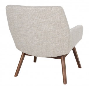 Fauteuil longue LONDON revetement tissu cooris sable avec pieds en noyer Fauteuil longue LONDON revetement tissu cooris sable avec pieds en noyer
