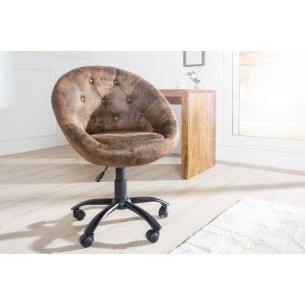 Lot de 2 fauteuils design capitonné en microfibre coloris brun antique Lot de 2 fauteuils design capitonné en microfibre coloris brun antique