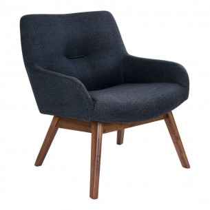 Fauteuil longue LONDON revetement tissu coloris gris foncé avec pieds en noyer Fauteuil longue LONDON revetement tissu coloris gris foncé avec pieds en noyer