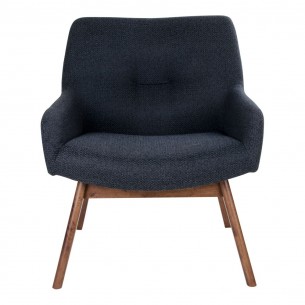 Fauteuil longue LONDON revetement tissu coloris gris foncé avec pieds en noyer Fauteuil longue LONDON revetement tissu coloris gris foncé avec pieds en noyer