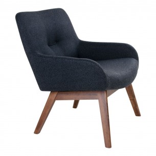 Fauteuil longue LONDON revetement tissu coloris gris foncé avec pieds en noyer Fauteuil longue LONDON revetement tissu coloris gris foncé avec pieds en noyer