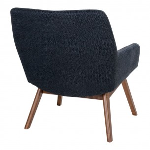 Fauteuil longue LONDON revetement tissu coloris gris foncé avec pieds en noyer Fauteuil longue LONDON revetement tissu coloris gris foncé avec pieds en noyer