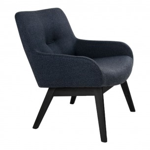 Fauteuil longue LONDON revetement tissu coloris gris foncé avec pieds en bois noir Fauteuil longue LONDON revetement tissu coloris gris foncé avec pieds en bois noir