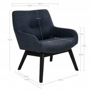 Fauteuil longue LONDON revetement tissu coloris gris foncé avec pieds en bois noir Fauteuil longue LONDON revetement tissu coloris gris foncé avec pieds en bois noir