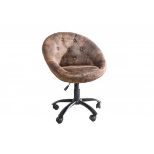 Lot de 2 fauteuils design capitonné en microfibre coloris brun antique Lot de 2 fauteuils design capitonné en microfibre coloris brun antique
