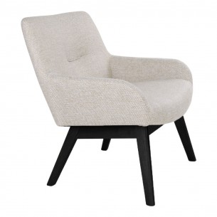 Fauteuil longue LONDON revetement tissu cooris sable avec pieds en bois hévéa Fauteuil longue LONDON revetement tissu cooris sable avec pieds en bois hévéa