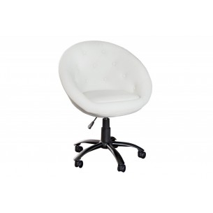 Lot de 2 fauteuils style capitonné en simili cuir coloris blanc Lot de 2 fauteuils style capitonné en simili cuir coloris blanc