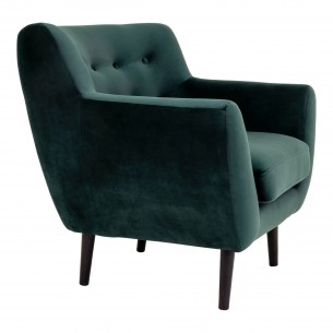 Fauteuil design scandinave en tissu vert avec pieds en bois naturel Fauteuil design scandinave en tissu vert avec pieds en bois naturel