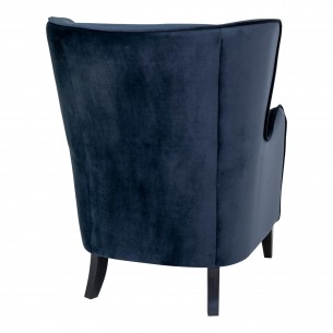 Fauteuil Compo au design classique revetement tissu couleur bleu foncé, pietement en bois hêtre Fauteuil Compo au design classique revetement tissu couleur bleu foncé, pietement en bois hêtre