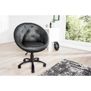 Lot de 2 fauteuils style capitonné en simili cuir coloris noir
