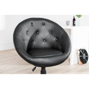 Lot de 2 fauteuils style capitonné en simili cuir coloris noir