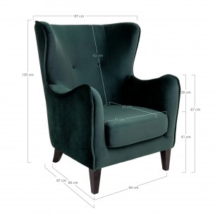 Fauteuil Compo au design classique revetement tissu couleur vert, pietement en bois hêtre Fauteuil Compo au design classique revetement tissu couleur vert, pietement en bois hêtre
