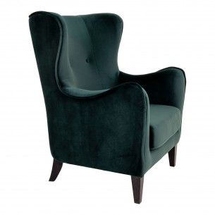 Fauteuil Compo au design classique revetement tissu couleur vert, pietement en bois hêtre Fauteuil Compo au design classique revetement tissu couleur vert, pietement en bois hêtre