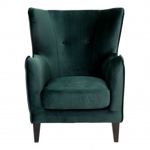 Fauteuil Compo au design classique revetement tissu couleur vert, pietement en bois hêtre Fauteuil Compo au design classique revetement tissu couleur vert, pietement en bois hêtre