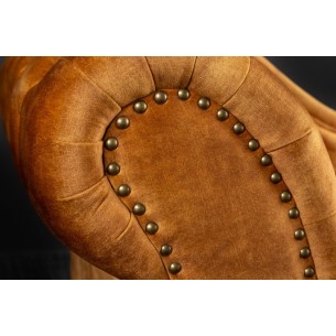 Méridienne design Chesterfield capitonné en velours jaune moutarde