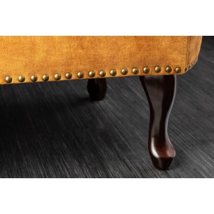 Méridienne design Chesterfield capitonné en velours jaune moutarde