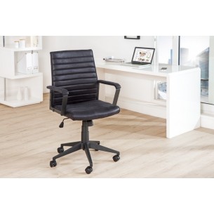 Fauteuil de bureau à roulettes confortable en microfibre coloris noir Fauteuil de bureau à roulettes confortable en microfibre coloris noir