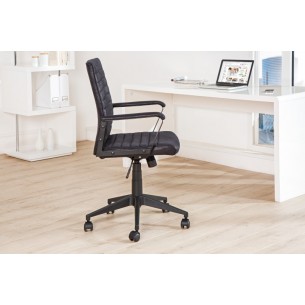Fauteuil de bureau à roulettes confortable en microfibre coloris noir Fauteuil de bureau à roulettes confortable en microfibre coloris noir