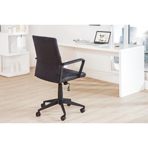Fauteuil de bureau à roulettes confortable en microfibre coloris noir Fauteuil de bureau à roulettes confortable en microfibre coloris noir