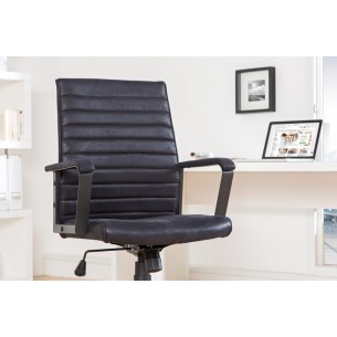 Fauteuil de bureau à roulettes confortable en microfibre coloris noir Fauteuil de bureau à roulettes confortable en microfibre coloris noir