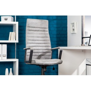 Fauteuil de bureau à roulettes confortable en microfibre coloris gris Fauteuil de bureau à roulettes confortable en microfibre coloris gris
