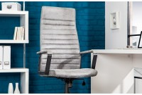 Fauteuil de bureau à roulettes confortable en microfibre coloris gris