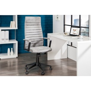 Fauteuil de bureau à roulettes confortable en microfibre coloris gris Fauteuil de bureau à roulettes confortable en microfibre coloris gris