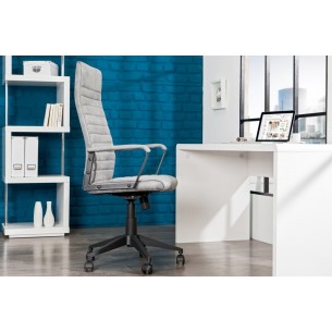 Fauteuil de bureau à roulettes confortable en microfibre coloris gris Fauteuil de bureau à roulettes confortable en microfibre coloris gris