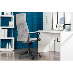 Fauteuil de bureau à roulettes confortable en microfibre coloris gris Fauteuil de bureau à roulettes confortable en microfibre coloris gris