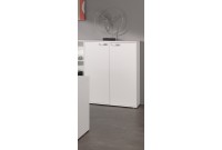 Meuble moderne coloris blanc à 2 portes pour rangement bureau