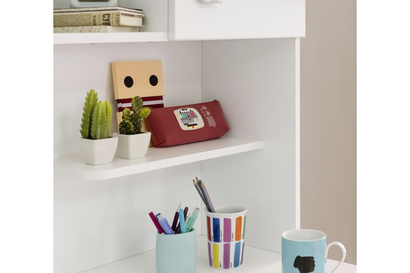Bibliothèque avec 2 portes et 2 étagères coloris blanc laqué