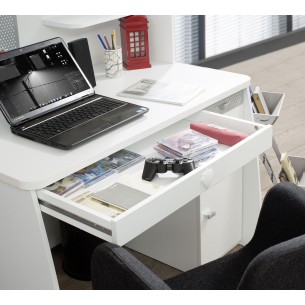 Bureau junior avec rangement coloris blanc laqué Bureau junior avec rangement coloris blanc laqué