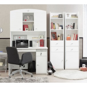 Bureau junior avec rangement coloris blanc laqué Bureau junior avec rangement coloris blanc laqué