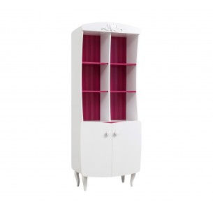 Bibliothèque moderne en bois mdf coloris rose et blanc Bibliothèque moderne en bois mdf coloris rose et blanc