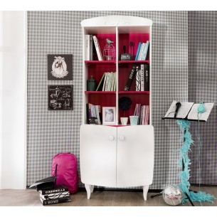 Bibliothèque moderne en bois mdf coloris rose et blanc Bibliothèque moderne en bois mdf coloris rose et blanc