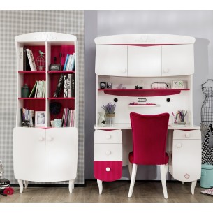 Bibliothèque moderne en bois mdf coloris rose et blanc Bibliothèque moderne en bois mdf coloris rose et blanc
