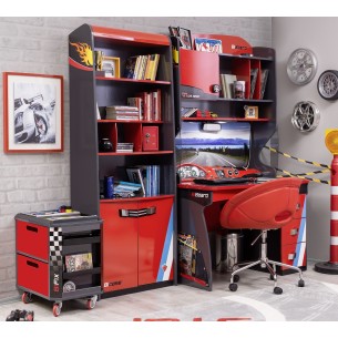 Bibliothèque moderne pour chambre enfant coloris rouge et noir Bibliothèque moderne pour chambre enfant coloris rouge et noir