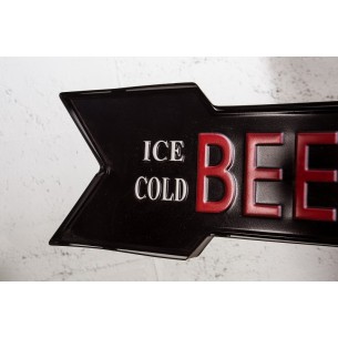 Décoration ICE COLD BEER 55 cm droite en métal noir