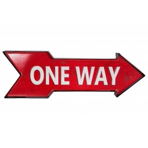 Décoration ONE WAY 55 cm droite en métal rouge
