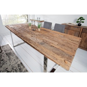 Table à manger rectangulaire 200cm en bois massif avec plaque de verre Table à manger rectangulaire 200cm en bois massif avec plaque de verre