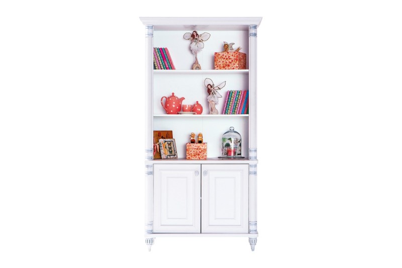 Bibliothéque avec rangement design classique coloris blanc
