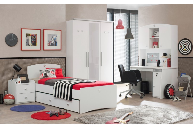 Bibliothèque avec 2 portes et 2 étagères coloris blanc laqué