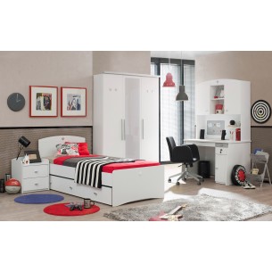 Bureau junior avec rangement coloris blanc laqué Bureau junior avec rangement coloris blanc laqué